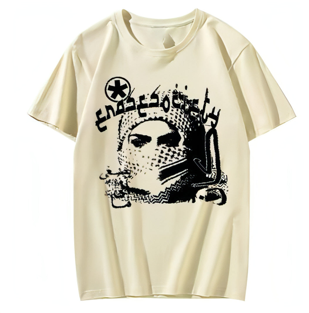 Camiseta holgada con estampado de estilo gótico y basura de estilo hip hop para hombre