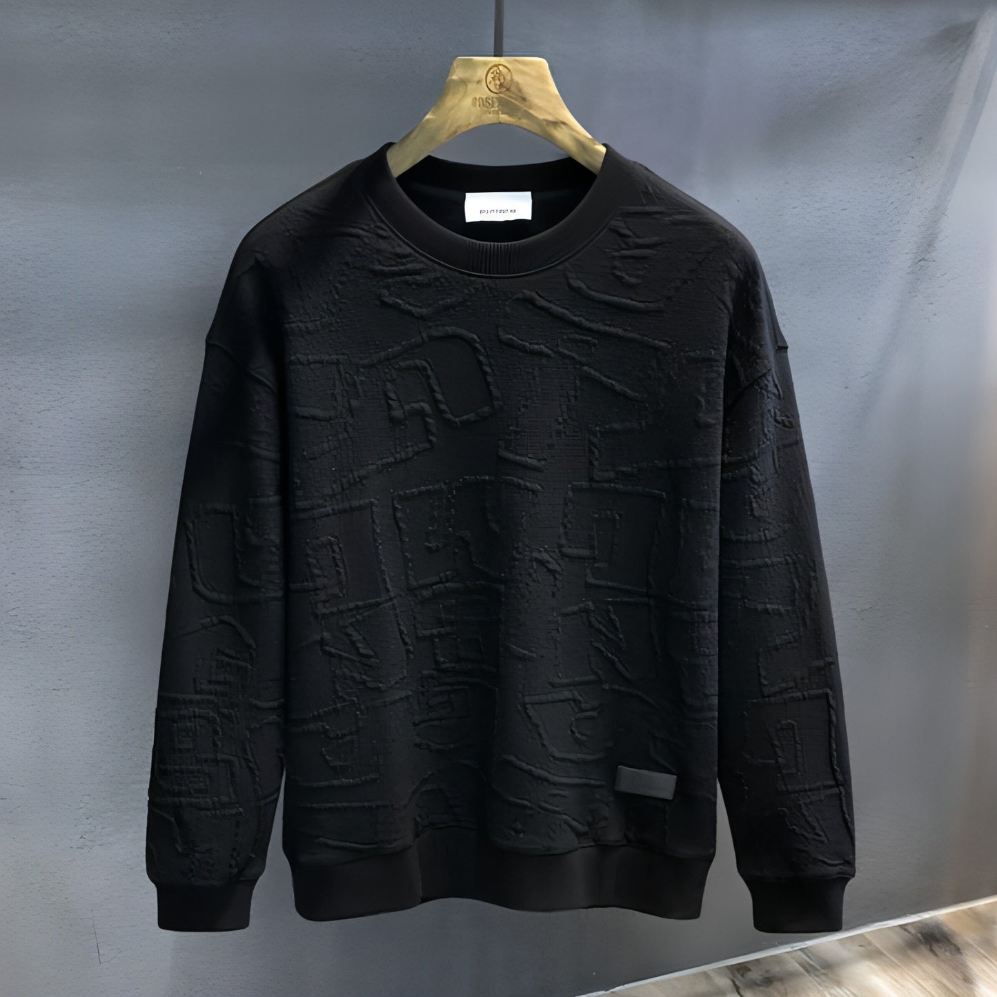 Texture Jacquard Heavy Round Neck Sweater Men's Autumn New