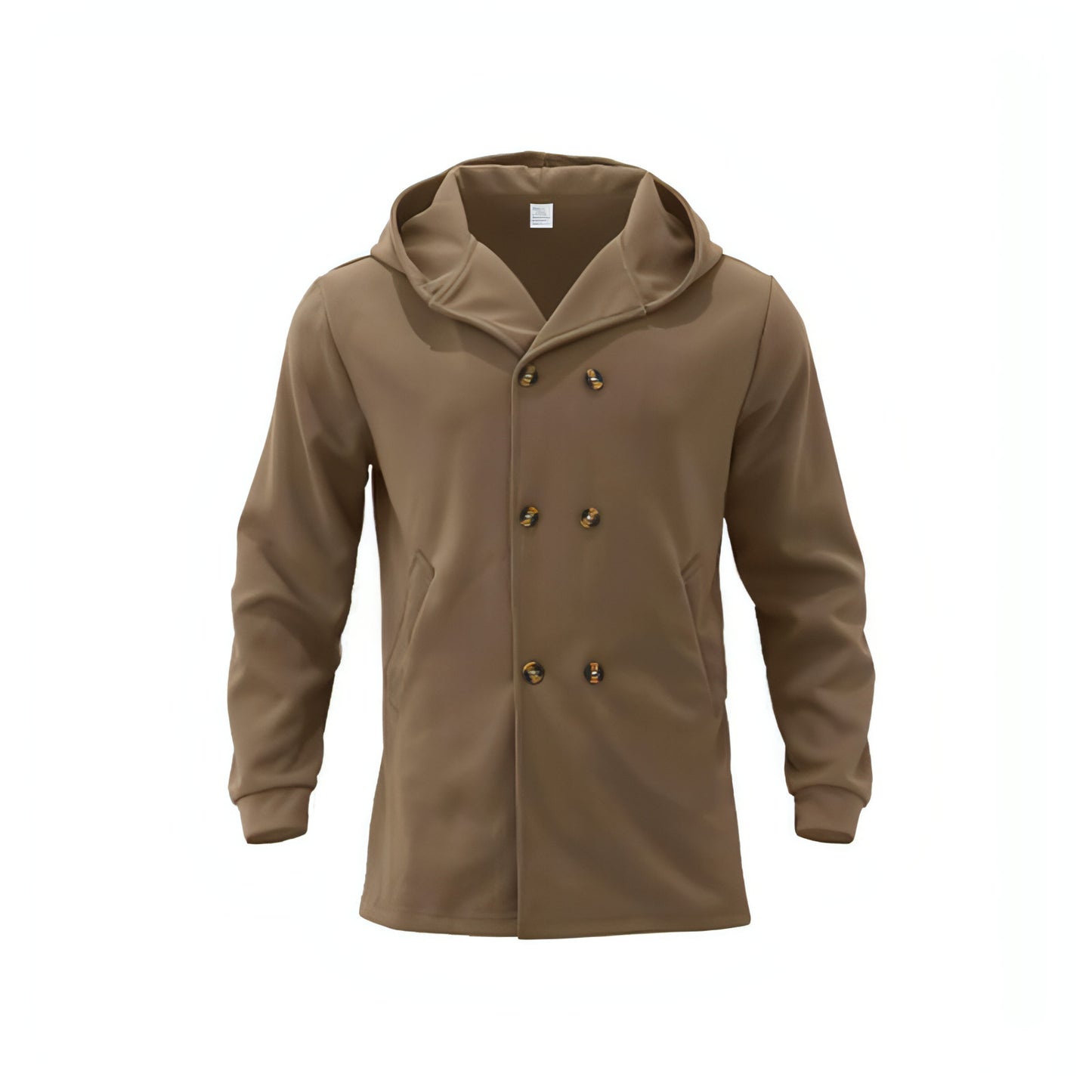 A1. Hooded Double-breasted Casual Mid-length Trench Coat