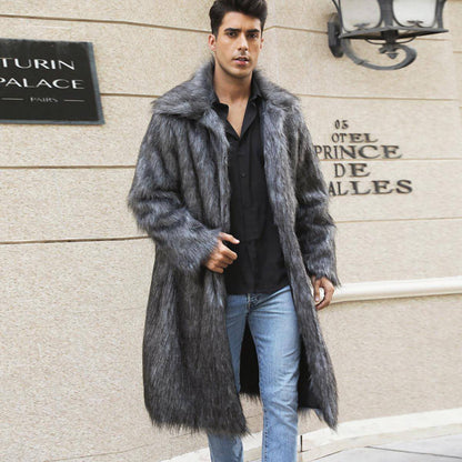 A.1 Men's Imitation Fox Fur Warm Coat Jacket