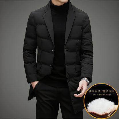 A.1 Men's Scarf Collar Cold-proof Down Jacket Coat Mid-length