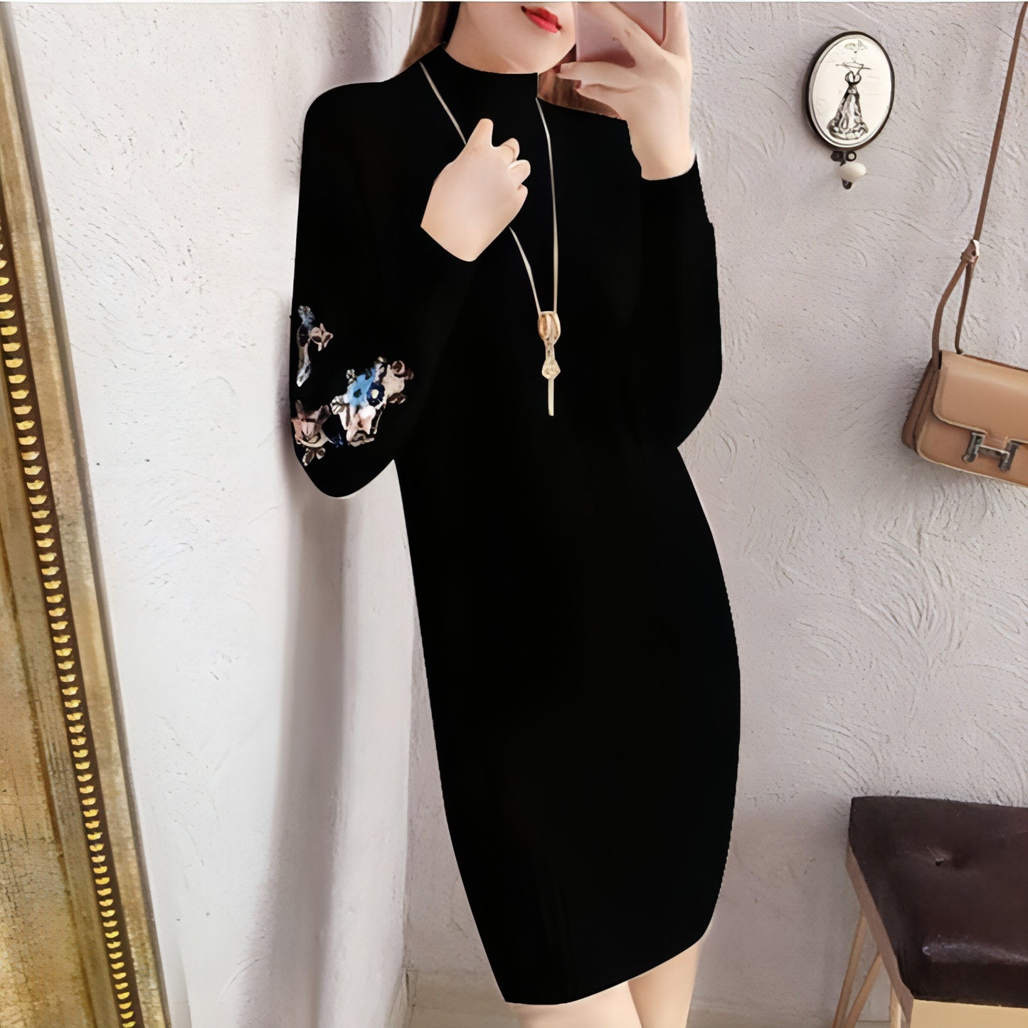 Autumn And Winter Fleece-lined Thickened Woolen Dress Sweater