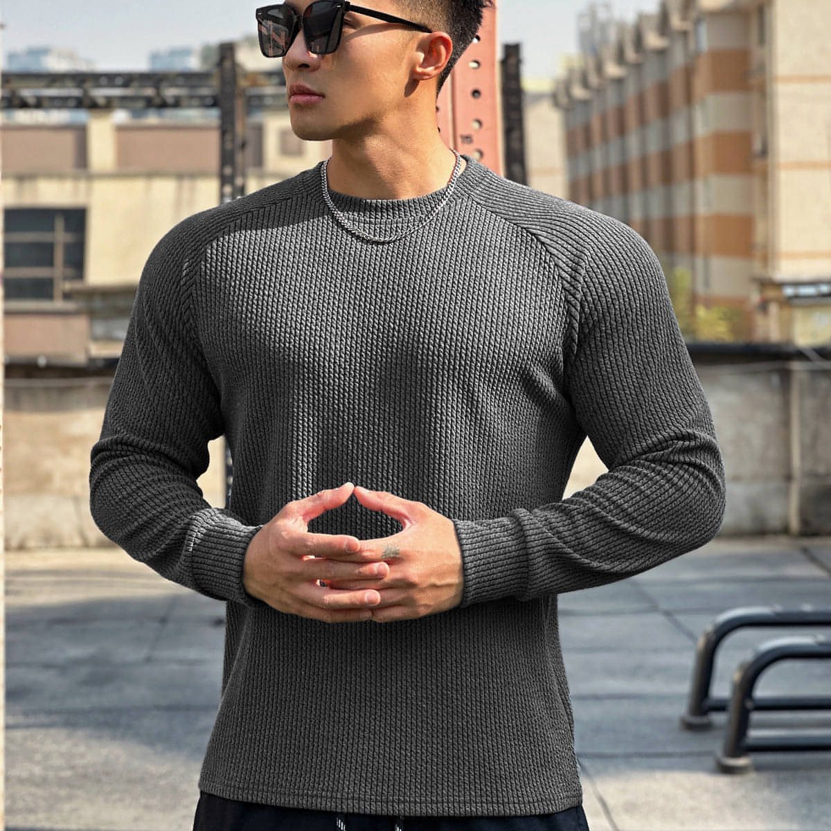 Autumn And Winter Round Neck Men's Casual Sports Trend Loose-fitting Plus Size Pullover Long Sleeve