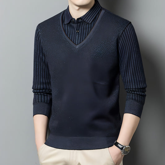 Men's Fleece False-two-piece Sweater