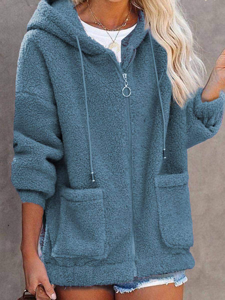 Sweater Buttonless Women Zipper Hoodie