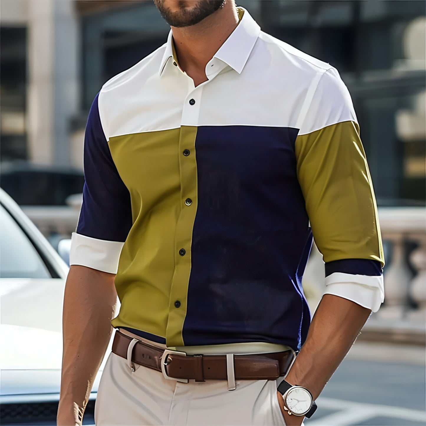 Fashion Personality Single Breasted All-matching Shirt Men