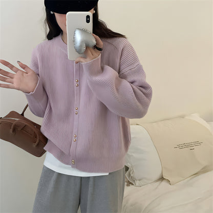 Korean Style Women's Long Sleeve Sweater Coat