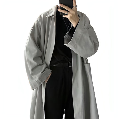 Autumn New Men's Loose Trench Coat Mid-length Coat