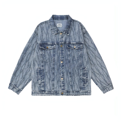 Jacquard Stone Washed Denim Jacket For Men And Women