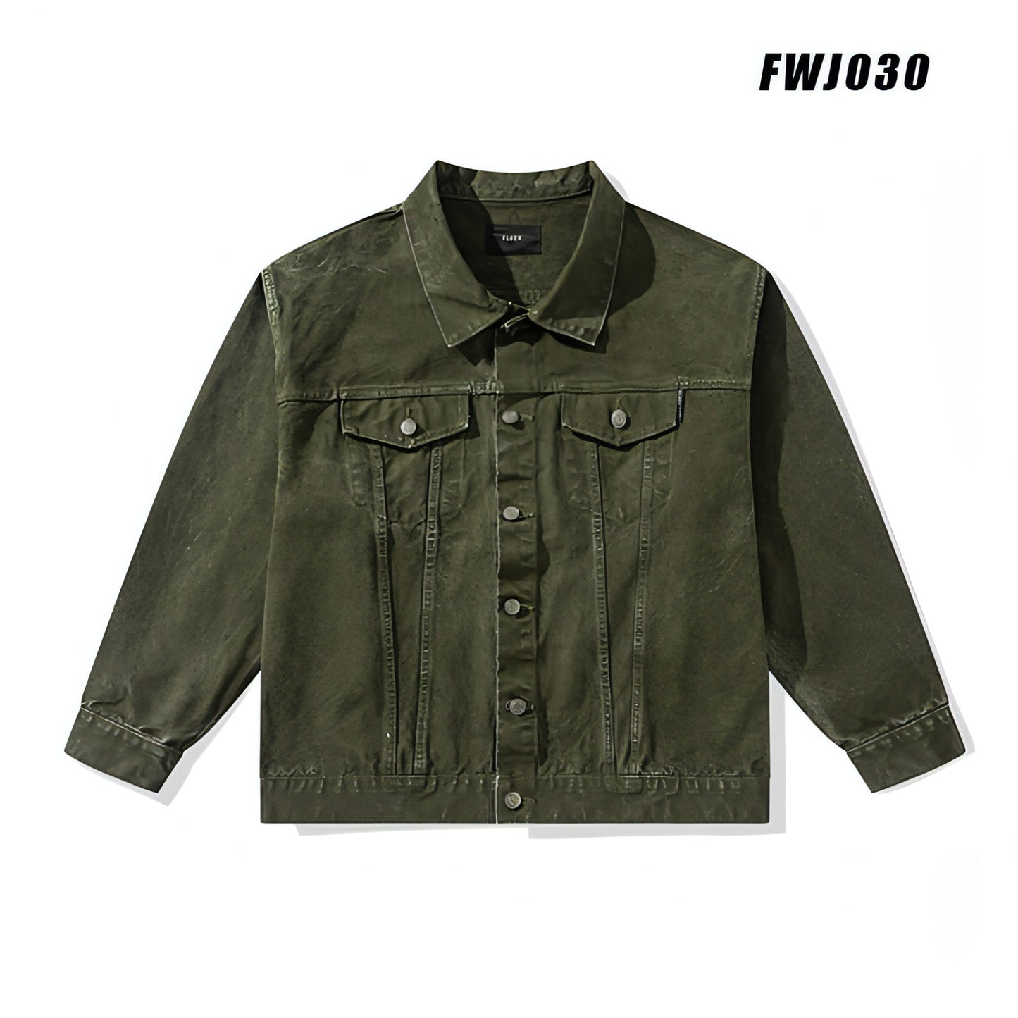 Vulcanized Green Puree Denim Retro Workwear Pure Cotton Coat Men