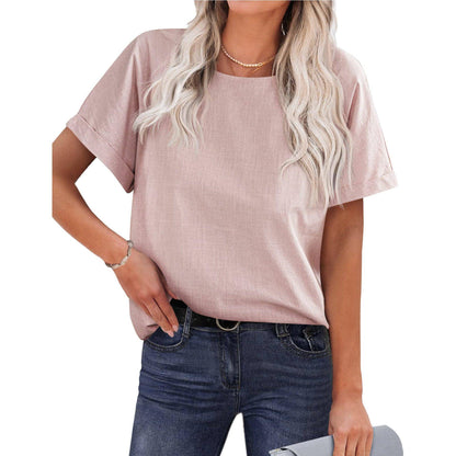 Women's Shirt Short-sleeved Cotton And Linen Top T-Shirt