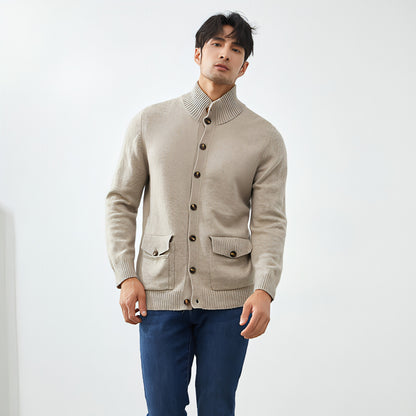 Luxe stickad kashmir cardigan för män