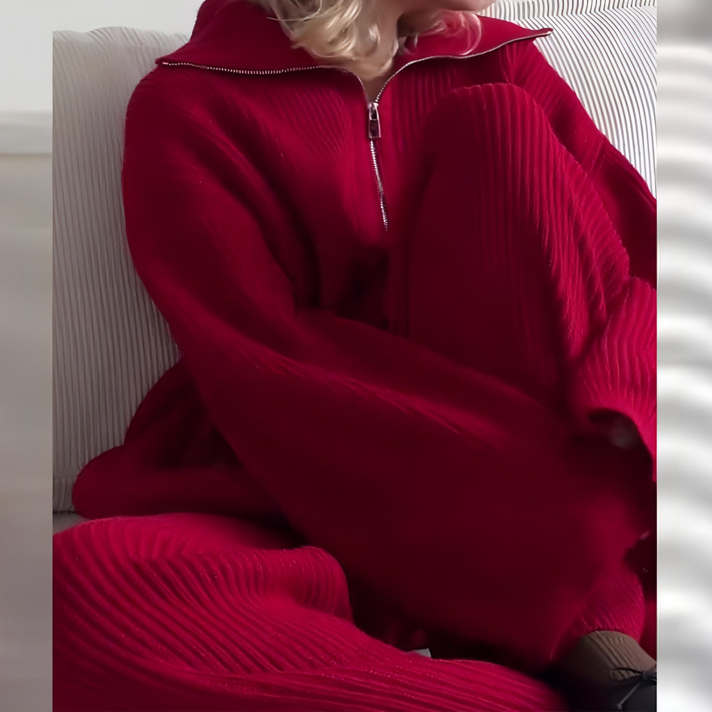 Women's Fashion Solid Color Half Zipper Tracksuit