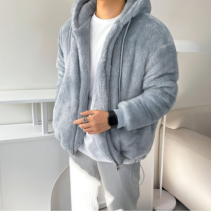 Men's Loose All-match Lamb Wool Thickened Hooded Sweatshirt