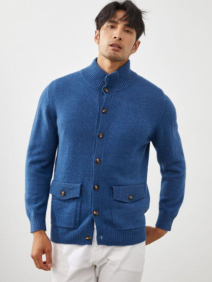 Luxe stickad kashmir cardigan för män