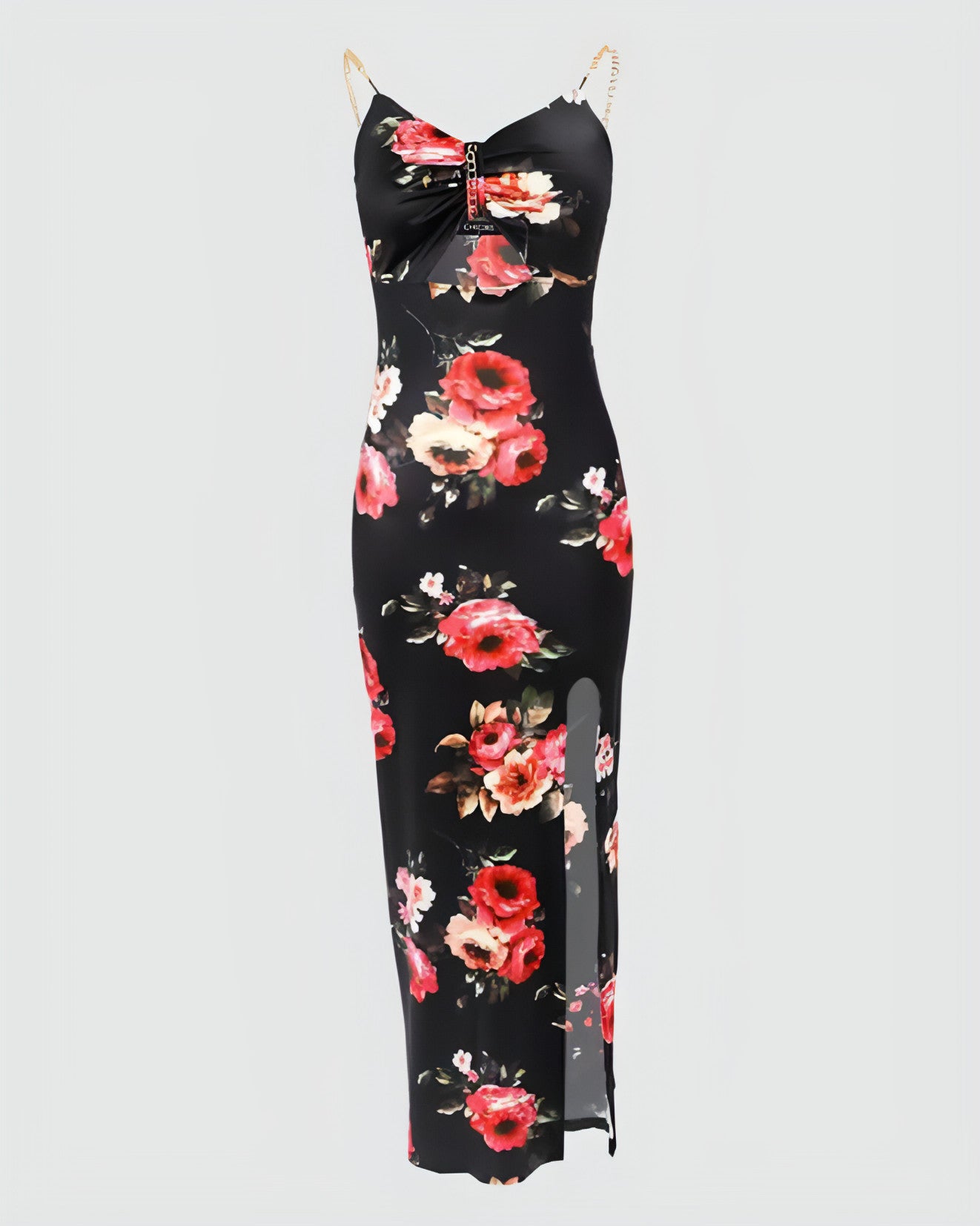 Women's Clothing Split Spaghetti-strap Floral Print Dress