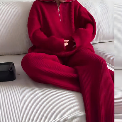 Women's Fashion Solid Color Half Zipper Tracksuit