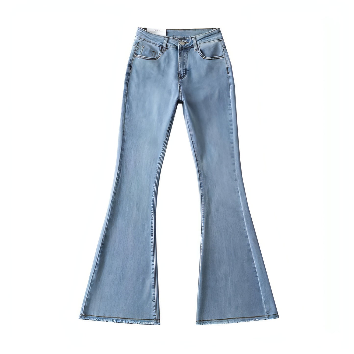 Small High Waist Raw Hem Jeans Retro Women