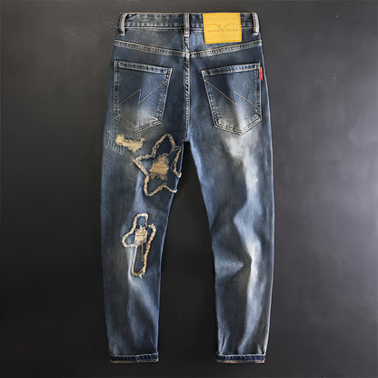 Retro Fashion And Personalized Ripped Jeans For Men