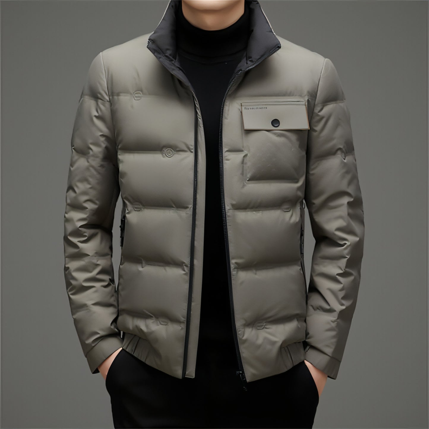 Men's Winter Stand Collar Short Thickened Warm Outdoor Down Jacket