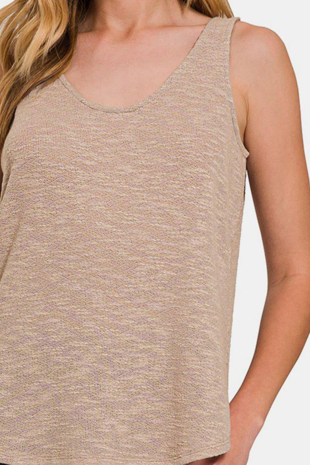 Zenana Tanktop mit abgerundetem Saum und Rundhalsausschnitt 