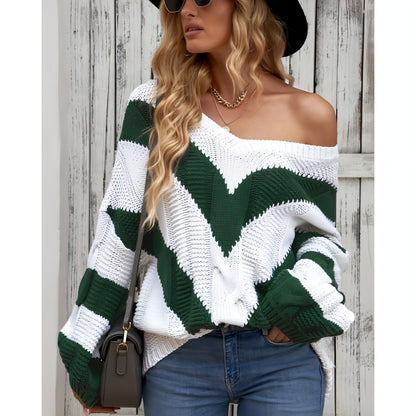 Striped Stitching Sweater Pullover