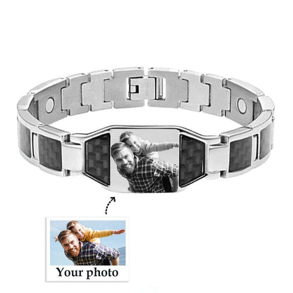 Men's Bracelet Magnet Carbon Fiber Titanium Steel