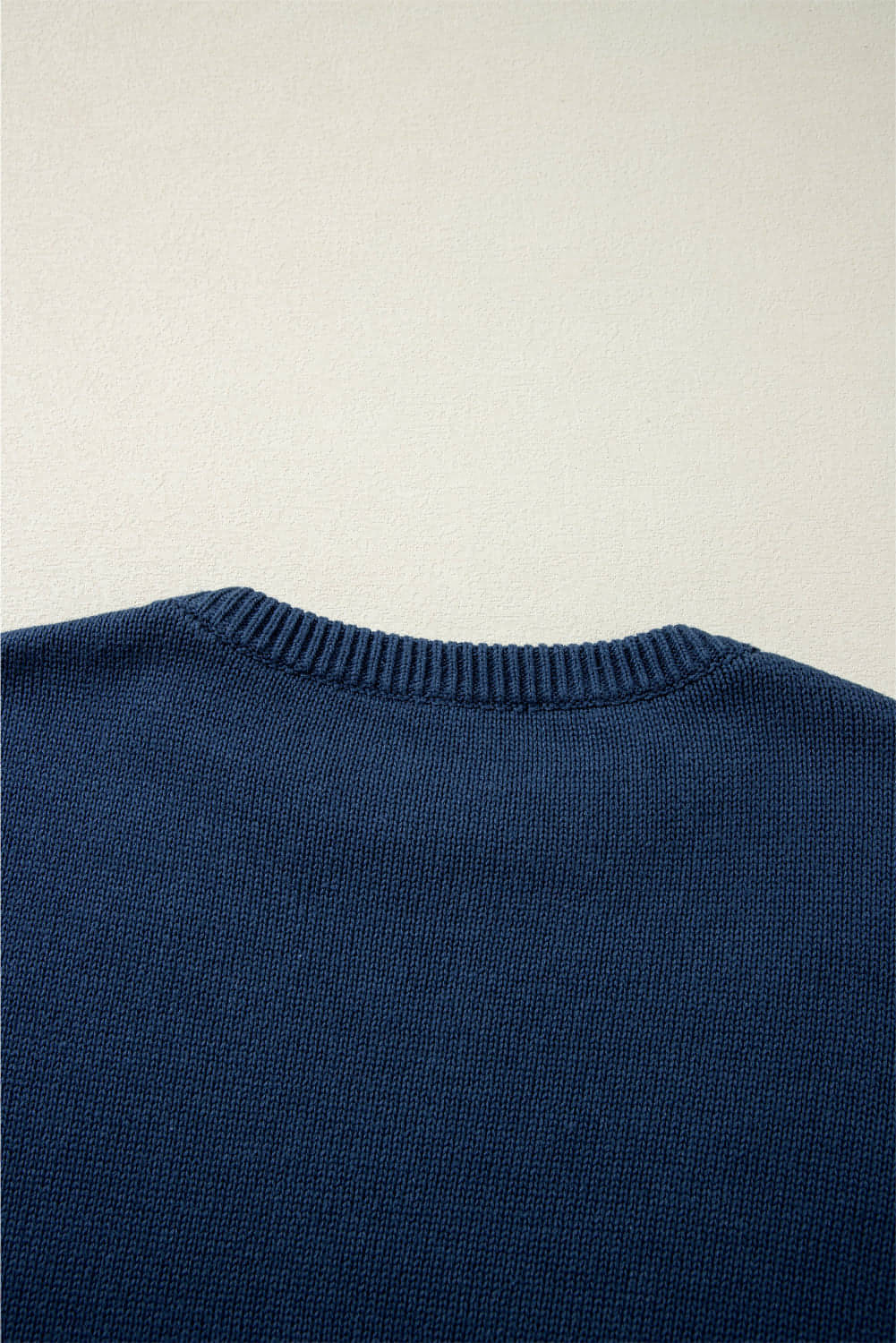 Sail Blue Star Pattern Drop Shoulder Knitted Sweater