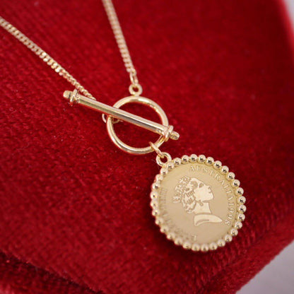 Gold Retro Round Brand Pure Jewelry Necklace