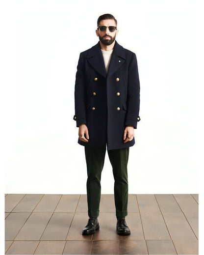 A1. Men's Mid-length Long Sleeve Woolen Coat