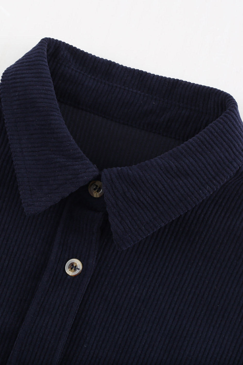 Donkerblauwe corduroy knop Pocket shirt