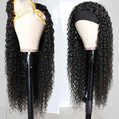 Full Mechanism Hair Band Wig Headgear Real Hair