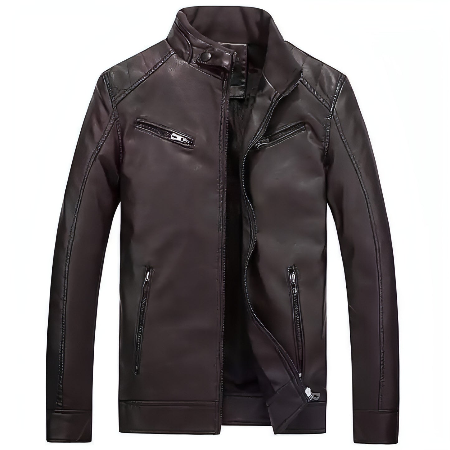 Men's Fashion Casual PU Leather Fleece Padded Coat