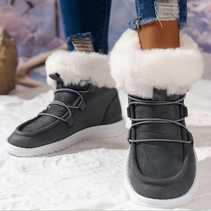 Botas de nieve de vellón de invierno para mujer, nuevo estilo, zapatos planos de felpa informales peludos, botines cálidos para mujer