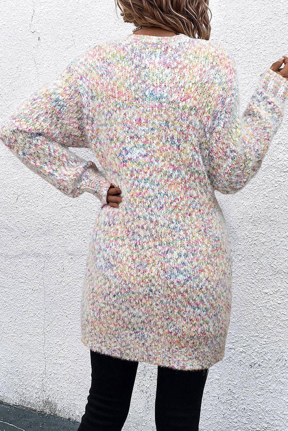 Cardigan in maglia aperto sul davanti con coriandoli multicolori gialli