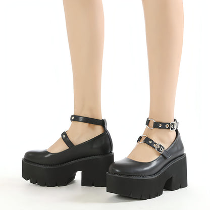 Buckle British Style Retro Platform Shoes