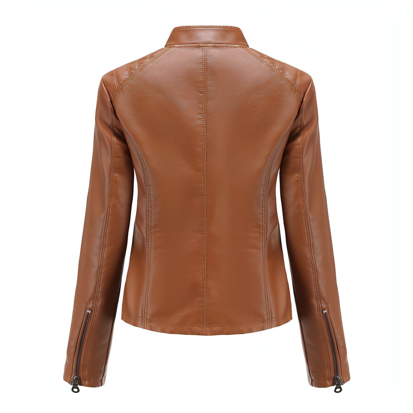 Simple European And American Trend Thin Coat Long Sleeve Motorcycle Jacket Women