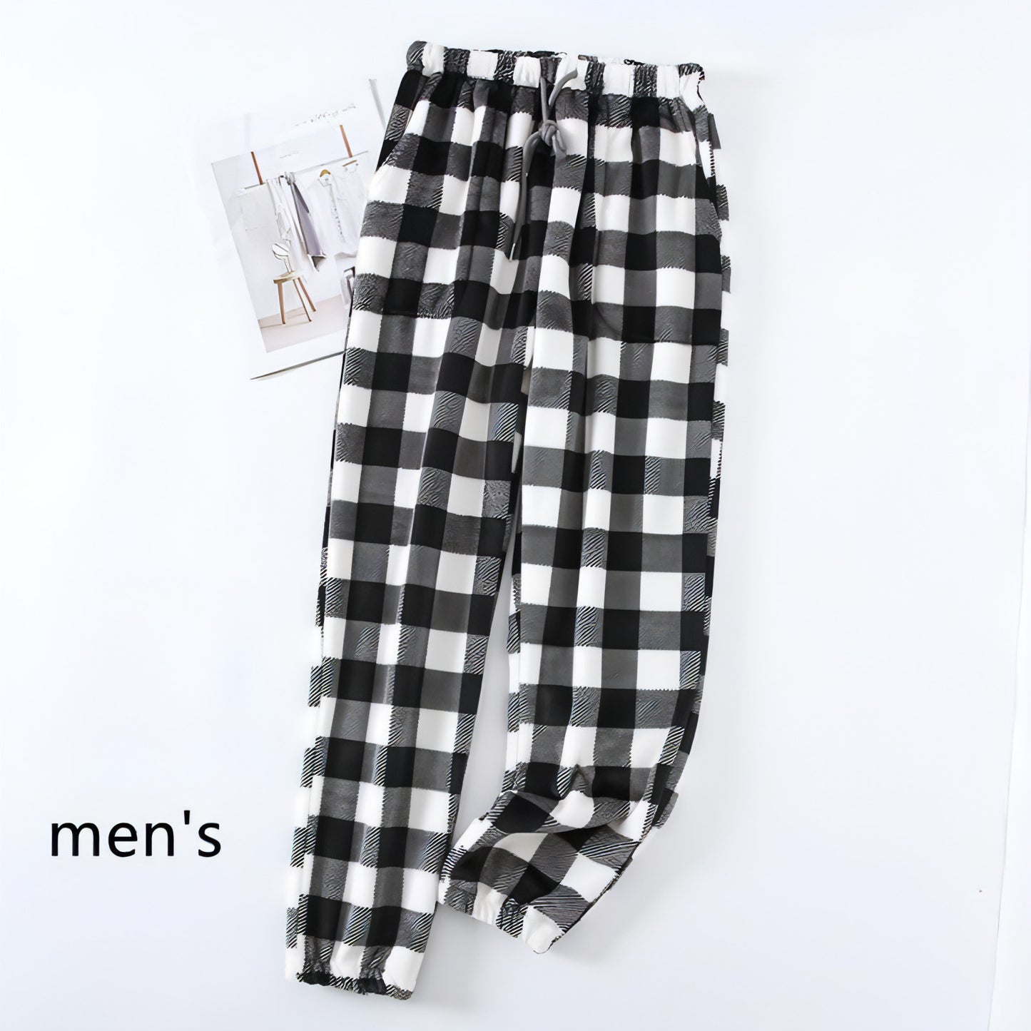 Pantalones de pijama de franela para parejas, a cuadros, para mujer, otoño e invierno, tallas grandes, gruesos