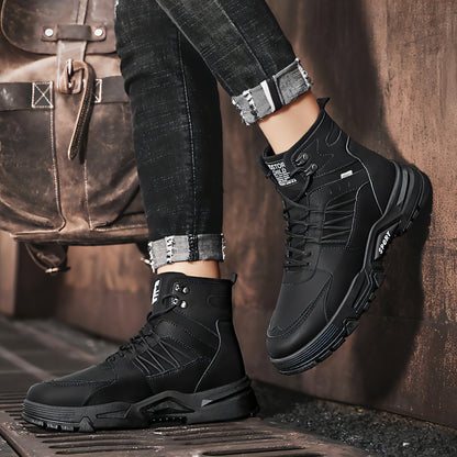 Men's High Top Men's Autumn And Winter Leather Work Shoes