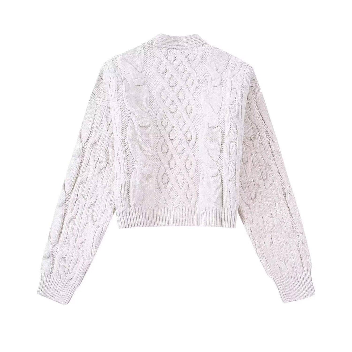 Women's White Knitted Cardigan Sweater Coat