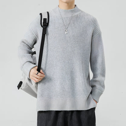 Half High Necked Sweater For Men's Casual Knitwear Outerwear