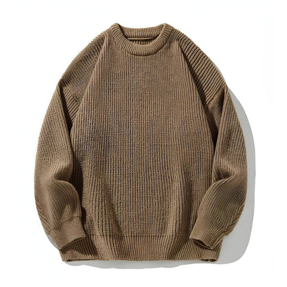 Thick Needle Sunken Stripe Texture Sweater Men's Autumn And Winter Solid Color Coat