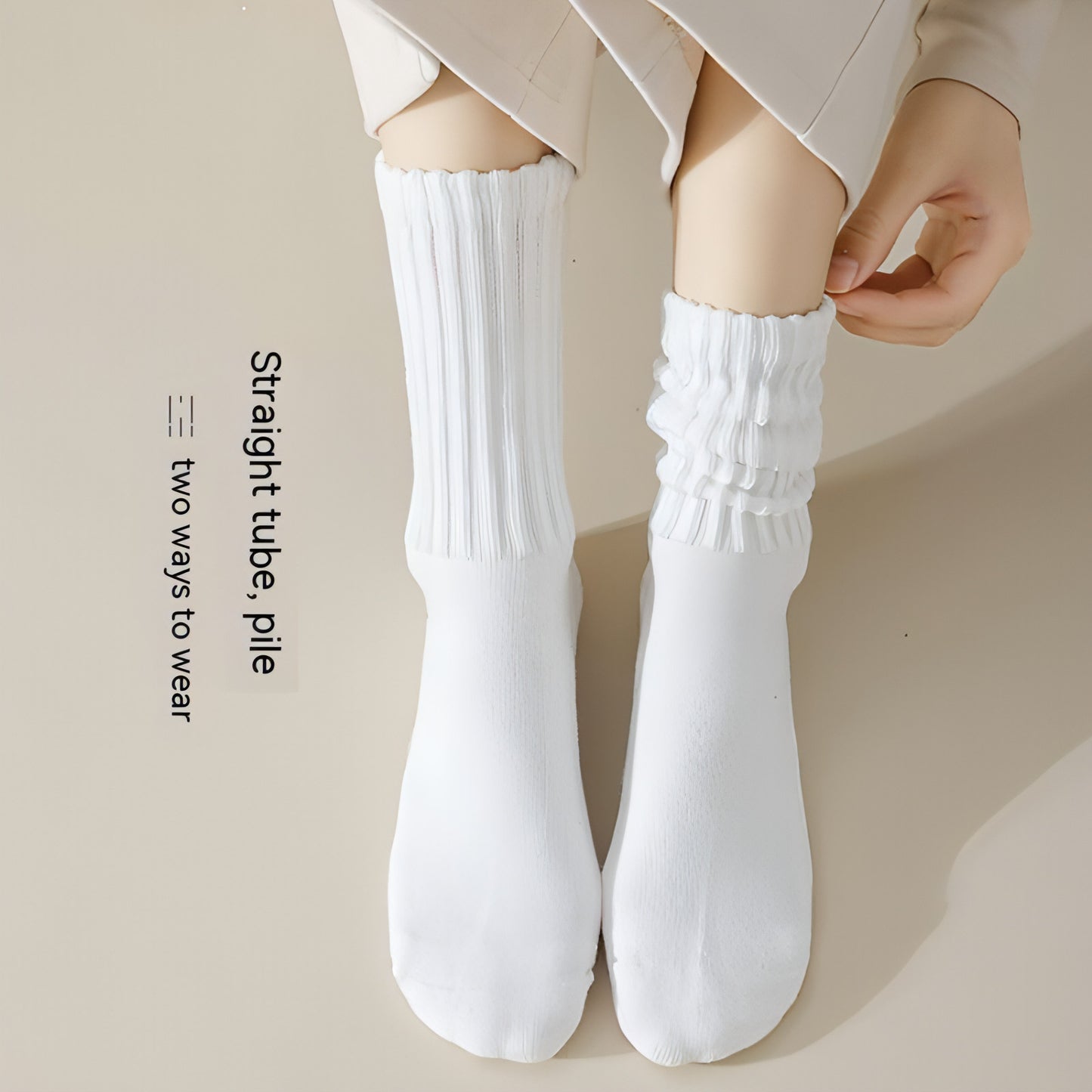 Winter Fleece-lined Thickened Middle Tube Cotton Thermal Terry Long Tube Casual Socks