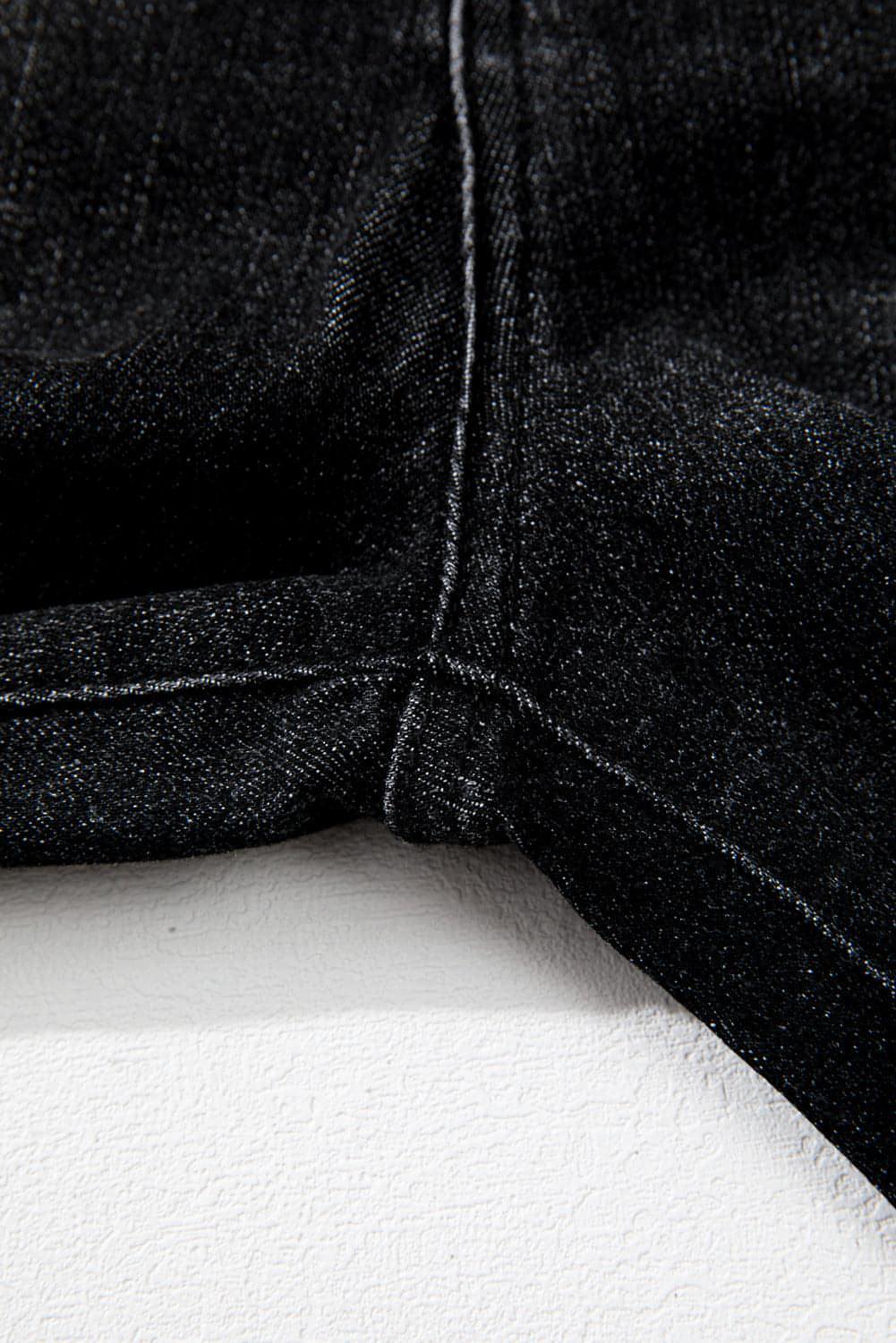 Ausgestellte Jeans mit hohem Bund und hohem Bund in Carbon-Grau und Mineralwaschung