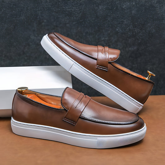 Zapatos de tabla de talla grande para hombre, zapatos casuales de cuero para negocios para hombre