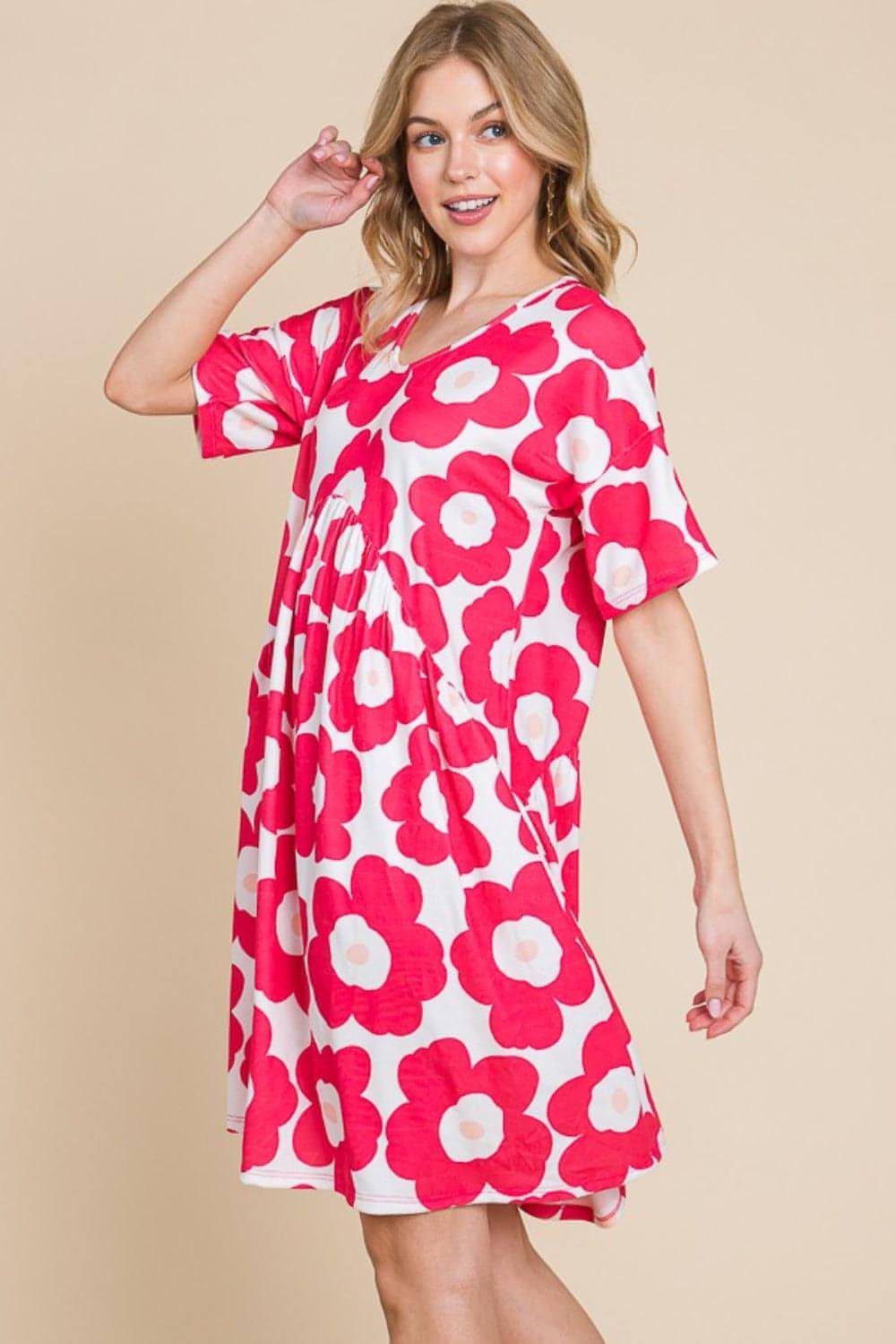 BOMBOM FLOWET PRINT RUched Dress