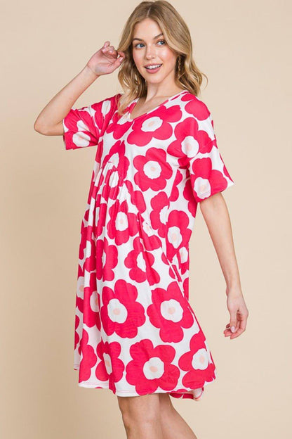 BOMBOM FLOWET PRINT RUched Dress