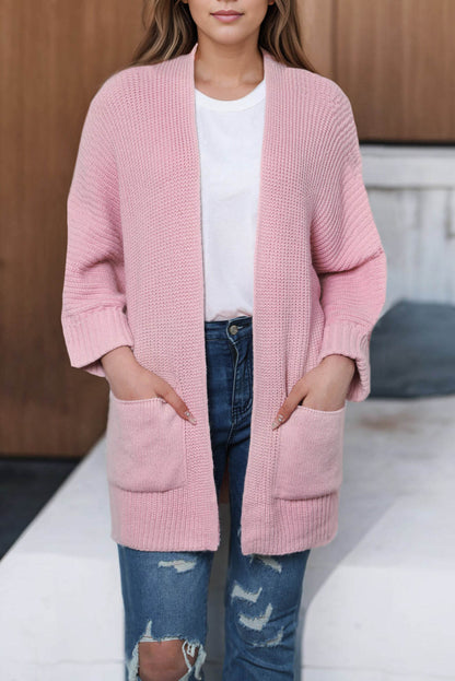 Roze oversized vouw over mouw open voorste vest