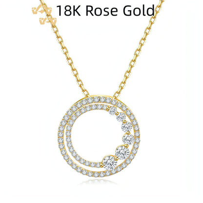 18K Gold Rose Gold Diamond Necklace Round