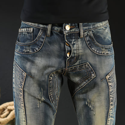 Men's Fashion Japanese Style Retro Nostalgic Motorcycle Jeans Men